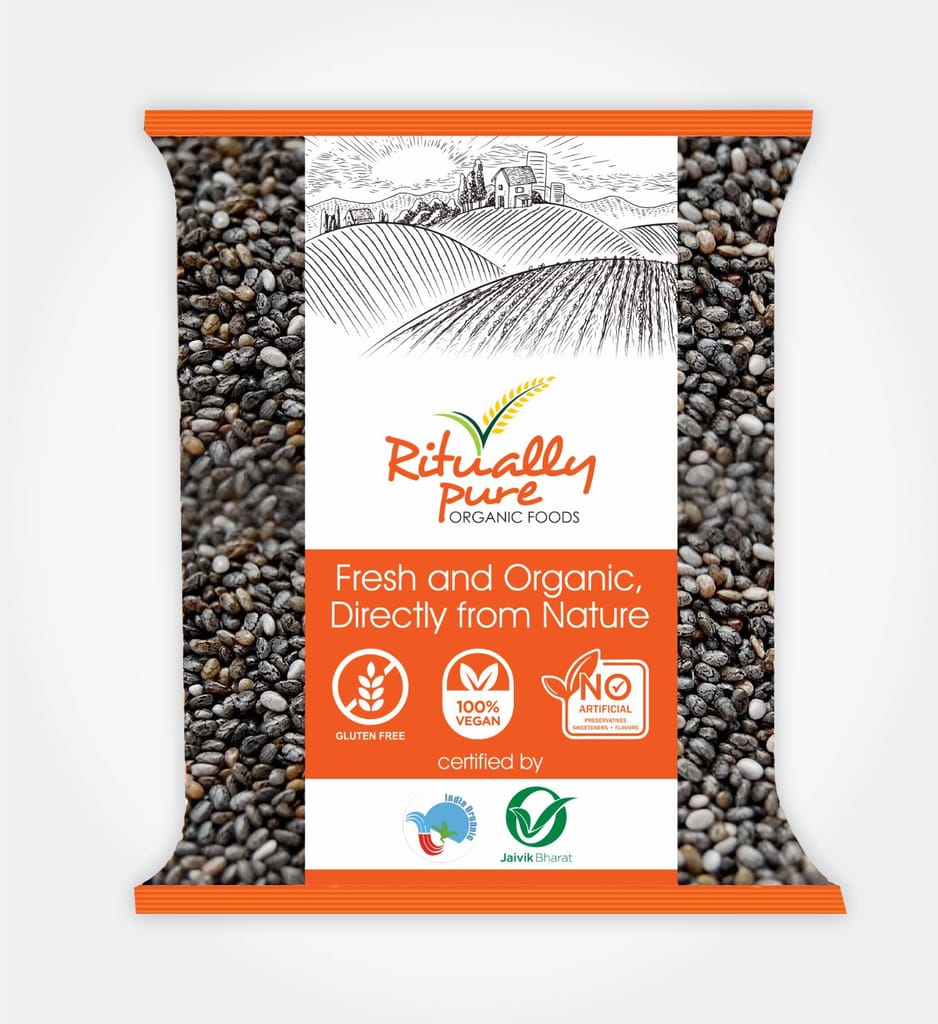 Ritually Pure 100% Organic | Chia Seeds | 500 Gm Each | Pack of 2 | 1 Kg Pack