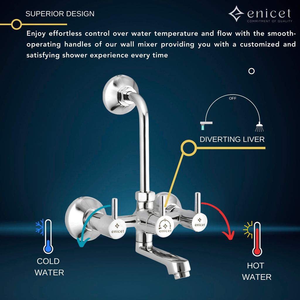 Enicet 2 in 1 wall mixer with L bend pipe for overhead shower