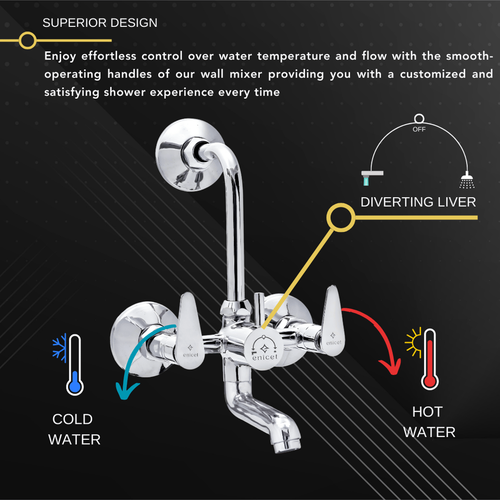 Enicet 2 in 1 wall mixer with L bend pipe for overhead shower