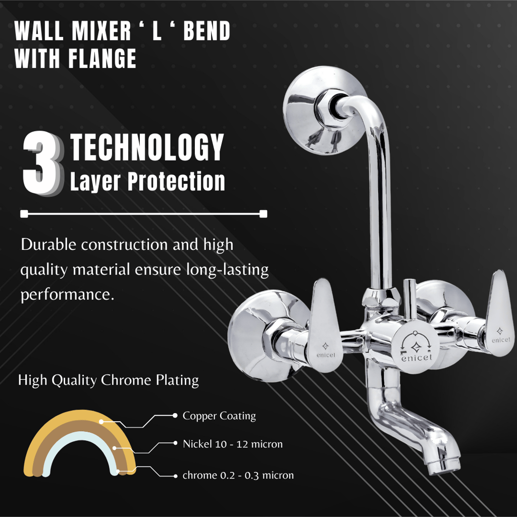 Enicet 2 in 1 wall mixer with L bend pipe for overhead shower