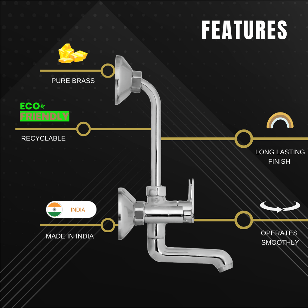 Enicet 2 in 1 wall mixer with L bend pipe for overhead shower