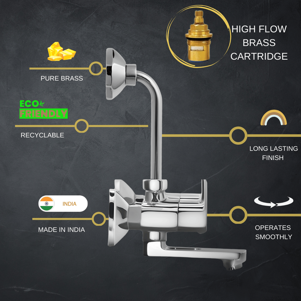 Enicet 2 in 1 wall mixer with L bend pipe for overhead shower