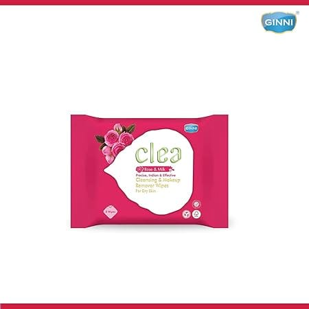 Clea Cleansing & Makeup Remover Wet Wipes (Pack of 10) (8 Wipes Per Pack) (Rose & Milk Flavour)