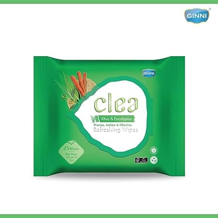 Clea Refreshing Wet Wipes (Pack of 10) (10 Single Sachets Per Pack) (Khus & Ecualyptus flavour)
