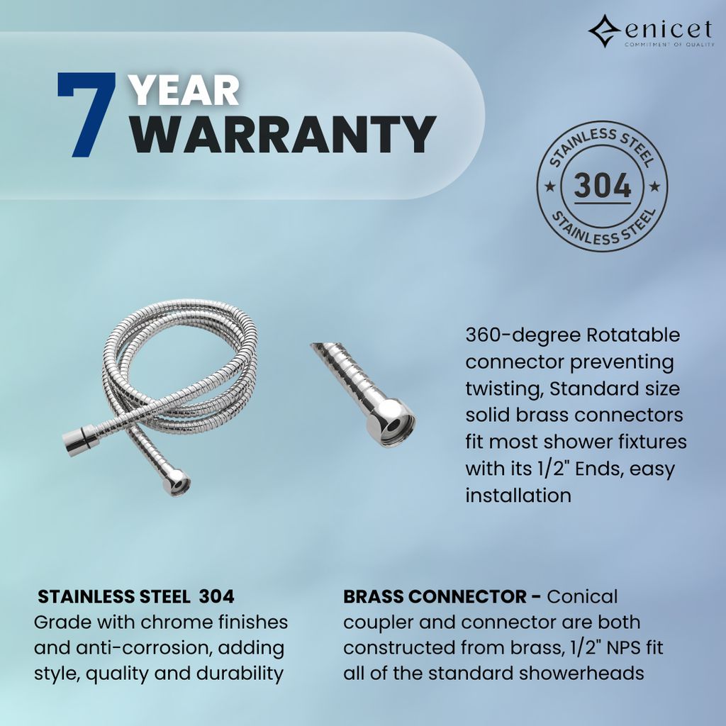 Enicet 3 in1 Wall Mixer with Overhead Shower and Handshower, Brass Build, Chrome Plated, 3 Function Handshower