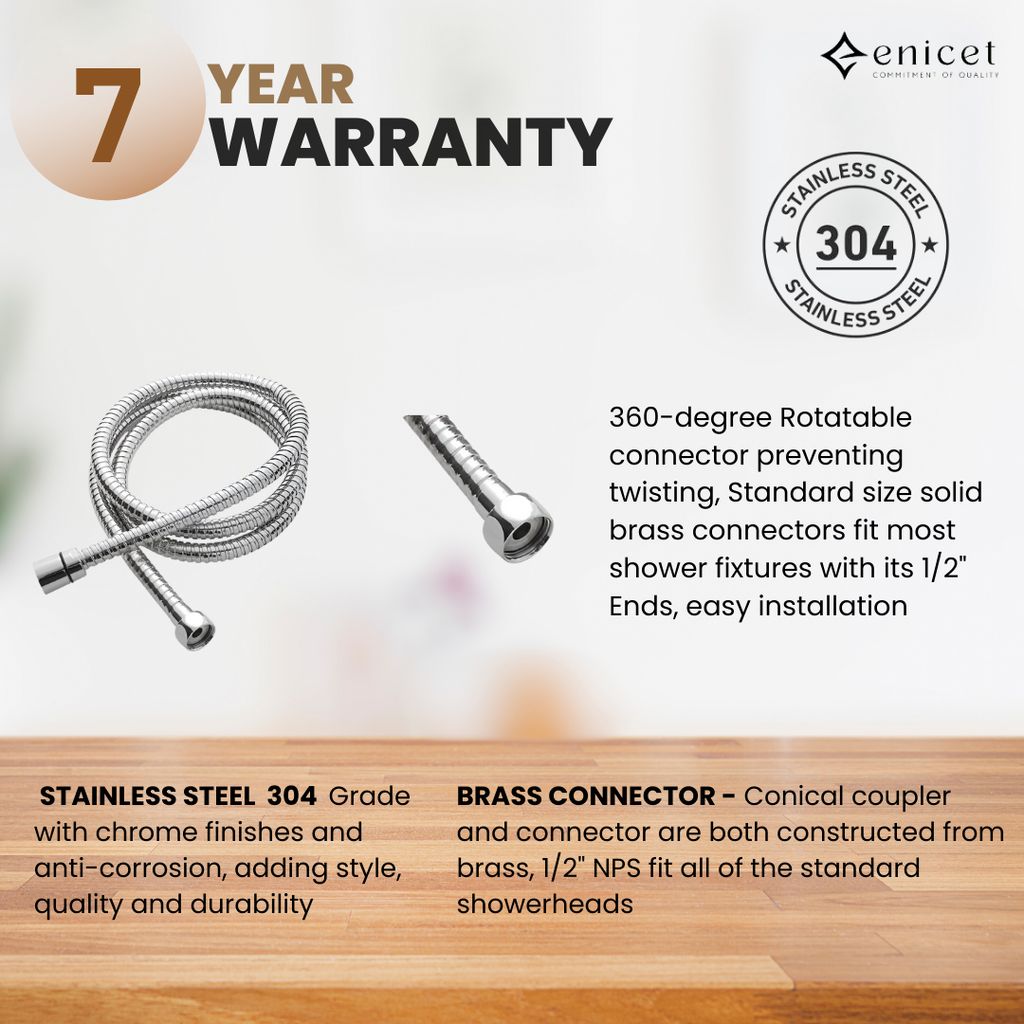 Enicet Brass Wall Mixer With Crutch For Handshower, Wall Mixer with Telephonic Shower, Chrome Plated, 3 Function Handshower