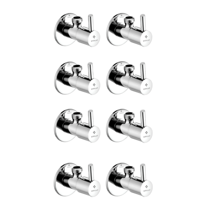 Enicet Brass Angle Valve Set of 8, Brass Build, 8 Piece Combo, Angle cock