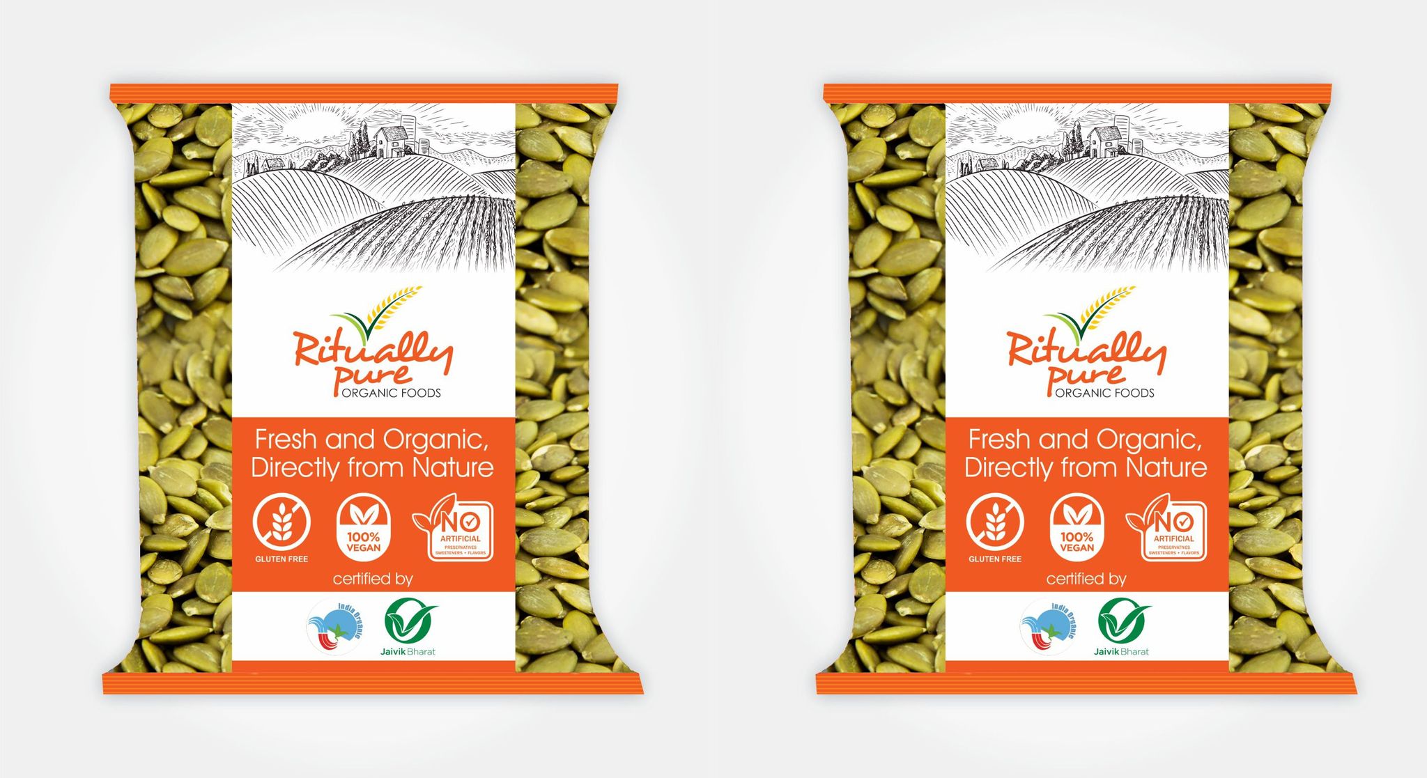 Ritually Pure 100% Organic | Pumpkin Seeds | 500 Gm Each | Pack of 2 | 1 Kg Pack