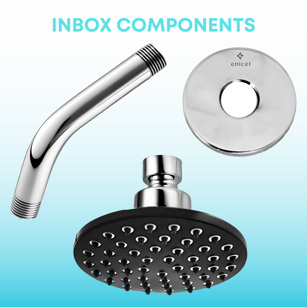 Enicet 5 Inch Shower with Arm and Flange, luxury Chrome Plated, Brass Arm and Flange