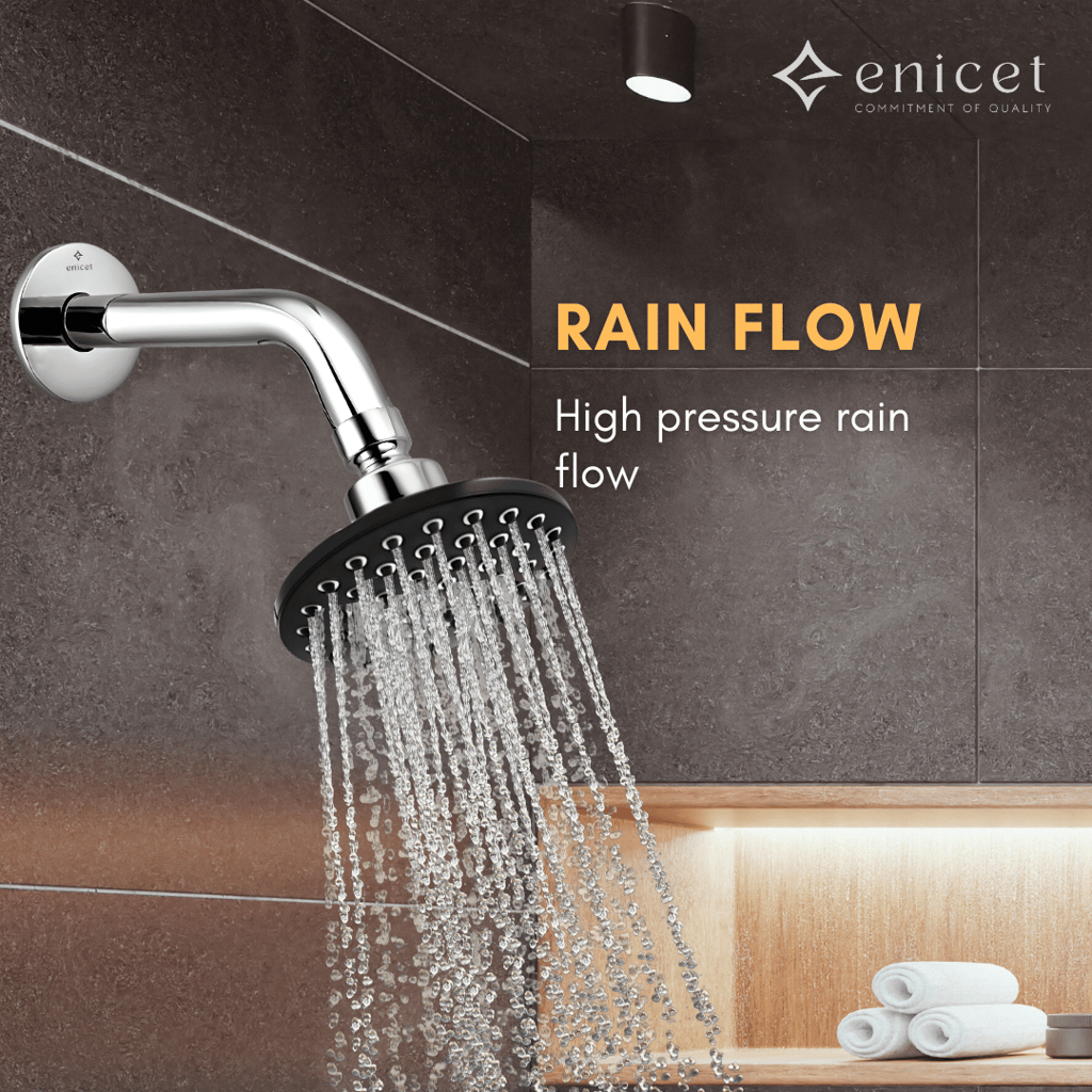 Enicet 5 Inch Shower with Arm and Flange, luxury Chrome Plated, Brass Arm and Flange