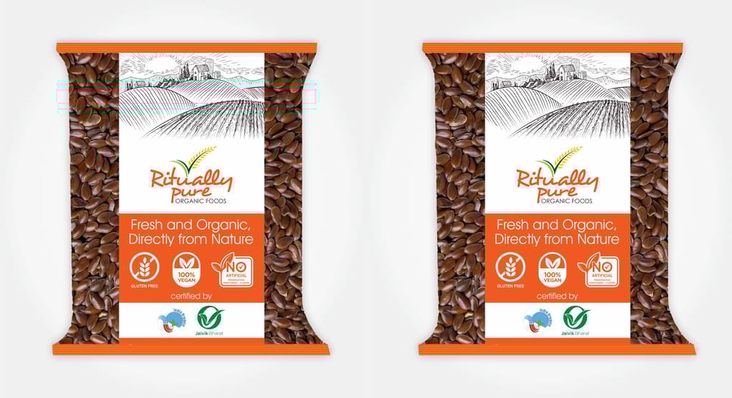 Ritually Pure 100% Organic | Flax (alsi) Seeds | 500 Gm Each | Pack of 2 | 1 Kg Pack