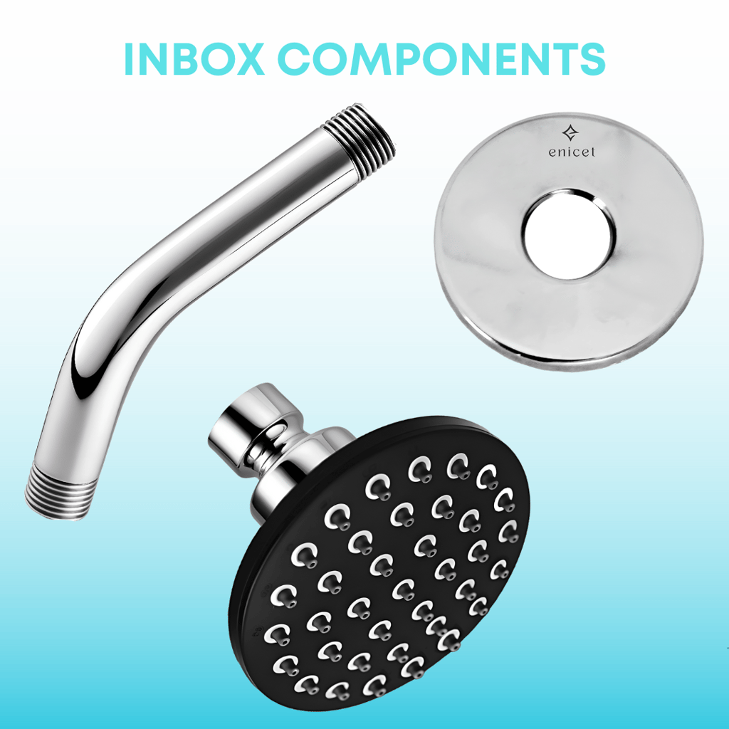 Enicet 5 Inch Shower with Arm and Flange, luxury Chrome Plated, Brass Arm and Flange