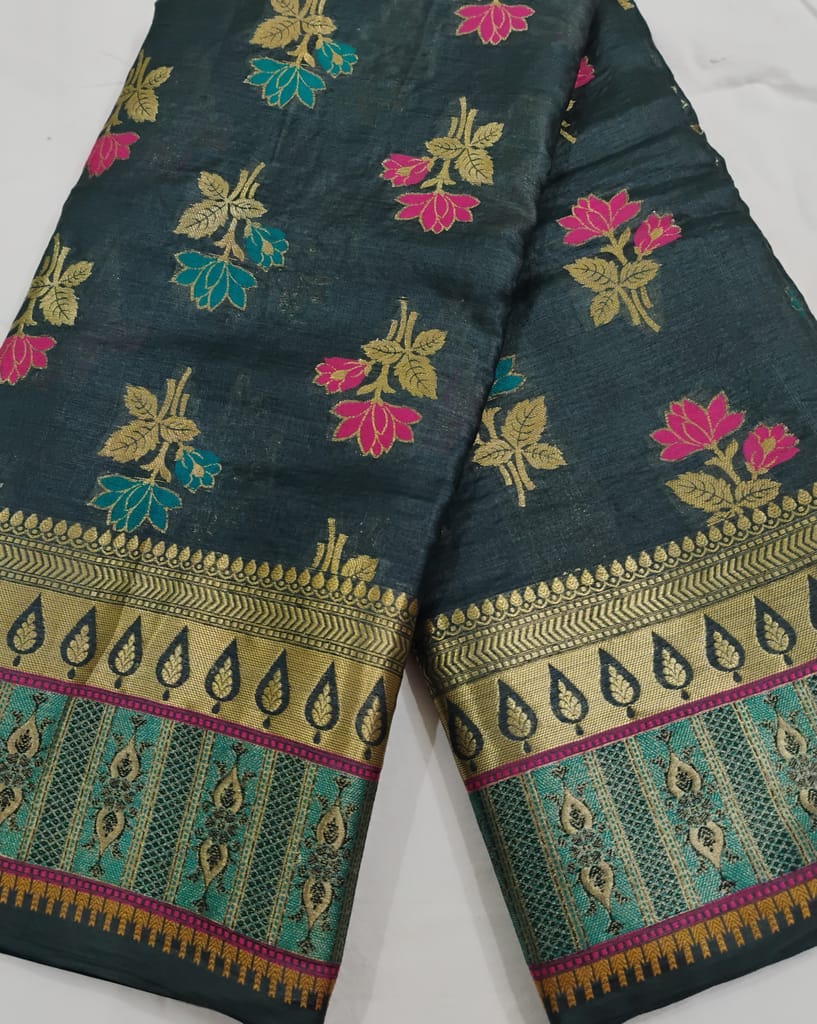 pure tusser silk Alfi boota saree - Sarees | Buy online on ZillyBuy