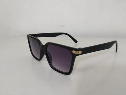 Stylish Sunglasses - Black Shades with Black Frame - Golden Fringes