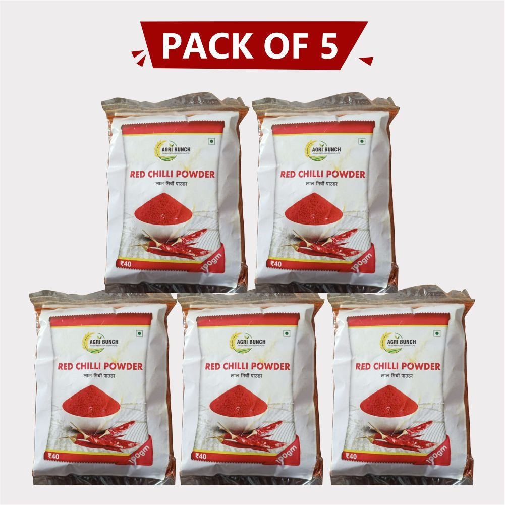 Spicy Red Chilli Powder 500 gm (100gm x 5) by Agri Bunch Krishi Producer – Pure, Natural & Made by Farmers. 