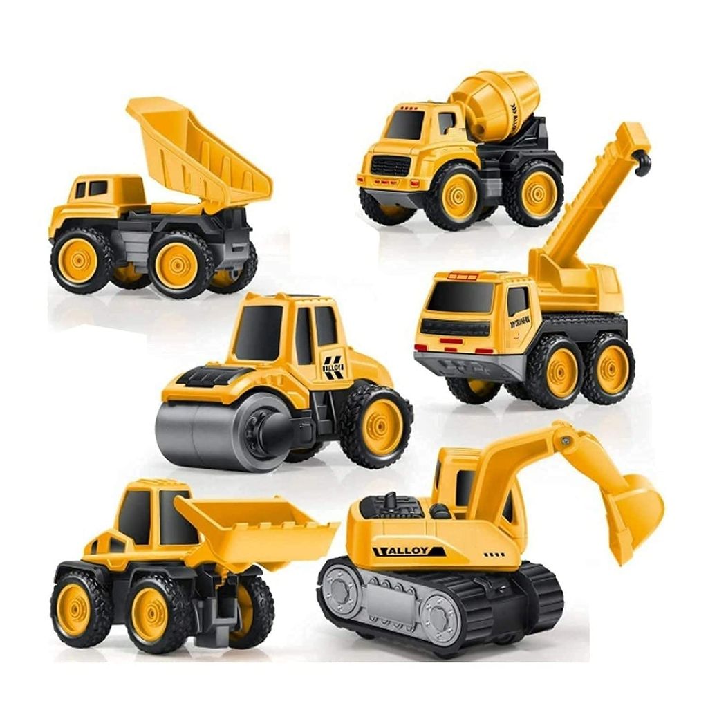 KTRS Enterprise Metal Team Car Unbreakable Engineering Automobile Construction Car for Children Kids Crane Excavator Road Roller Forklift Mixer Truck Transporter Truck Machine(Set of 6 ConstructionToys) - Toys and Games | Buy online on ZillyBuy