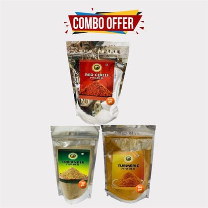 Combo Pack of Coriander, Turmeric and Red Chilli Powder