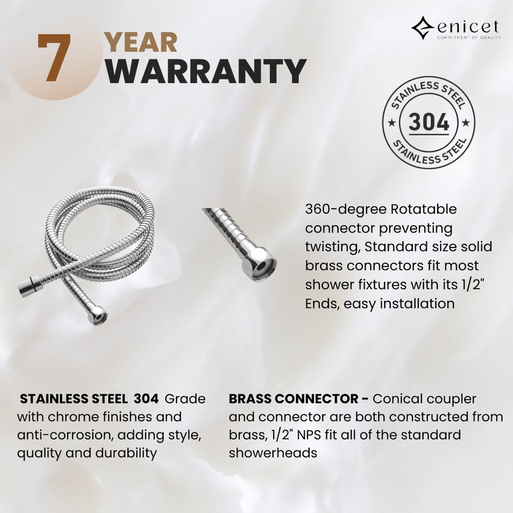 Enicet Brass Wall Mixer With Crutch For Handshower, Wall Mixer with Telephonic Shower, Chrome Plated, 3 Function Handshower