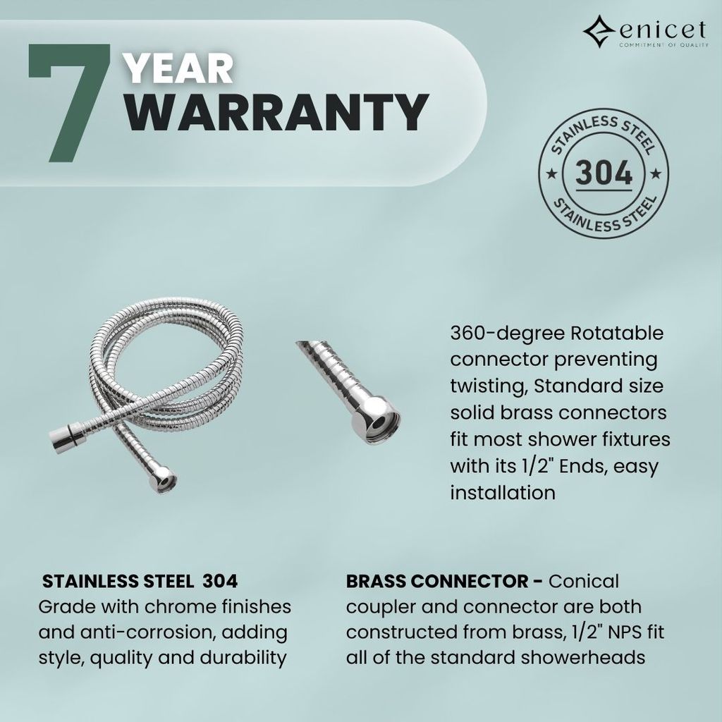 Enicet 3 in1 Wall Mixer with Overhead Shower and Handshower, Brass Build, Chrome Plated, 3 Function Handshower