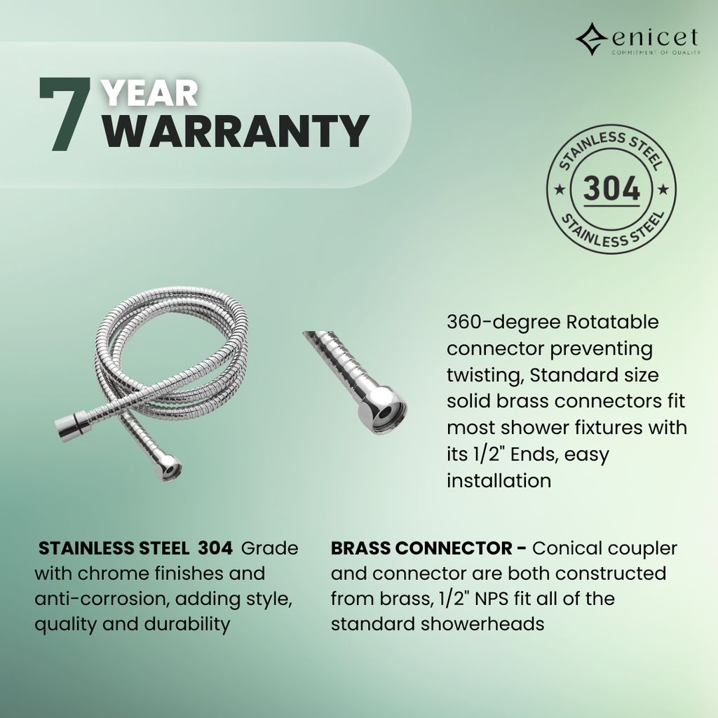 Enicet 3 in1 Wall Mixer with Overhead Shower and Handshower, Brass Build, Chrome Plated, 3 Function Handshower