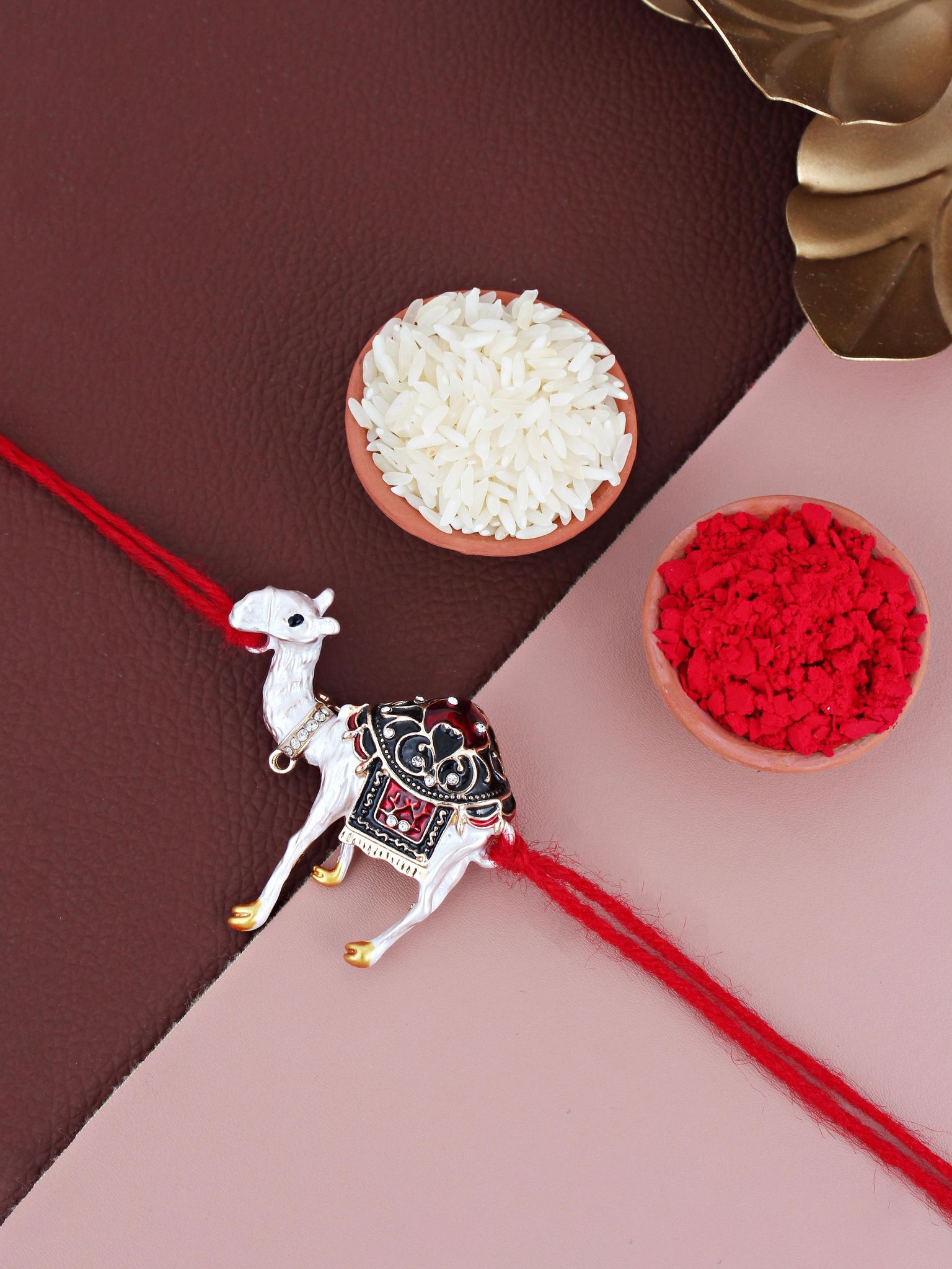 Lucky Jewellery Designer Meena Rakhi - Rakshabandhan Camel Design Rakhee Bracelet for Brother Bhaiya Bhai Bhabhi - Pack of 1 (263-CHR1-1171-1)
