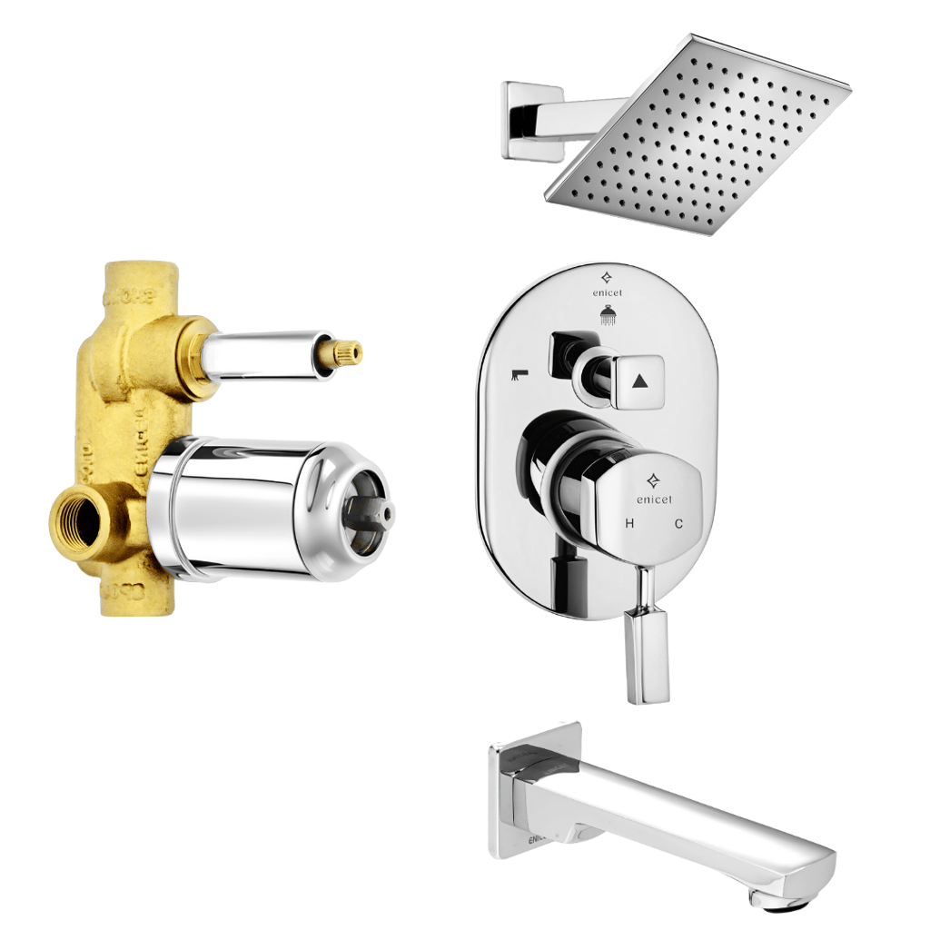 Enicet Brass Diverter with Concealed Body and Upper Part Set, Single Lever Diverter for Bathroom, Hot and Cold Water Mixer