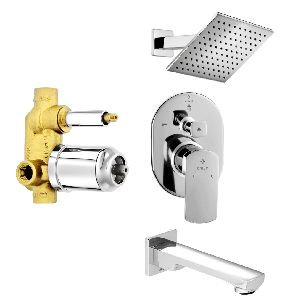 Enicet high flow diverter with concealed body and upper parts set, Brass build, Diverter for bathroom, Hot and cold water mixer