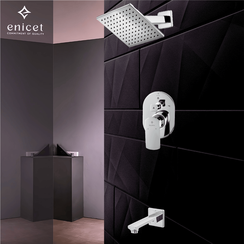 Enicet high flow diverter with concealed body and upper parts set, Brass build, Diverter for bathroom, Hot and cold water mixer