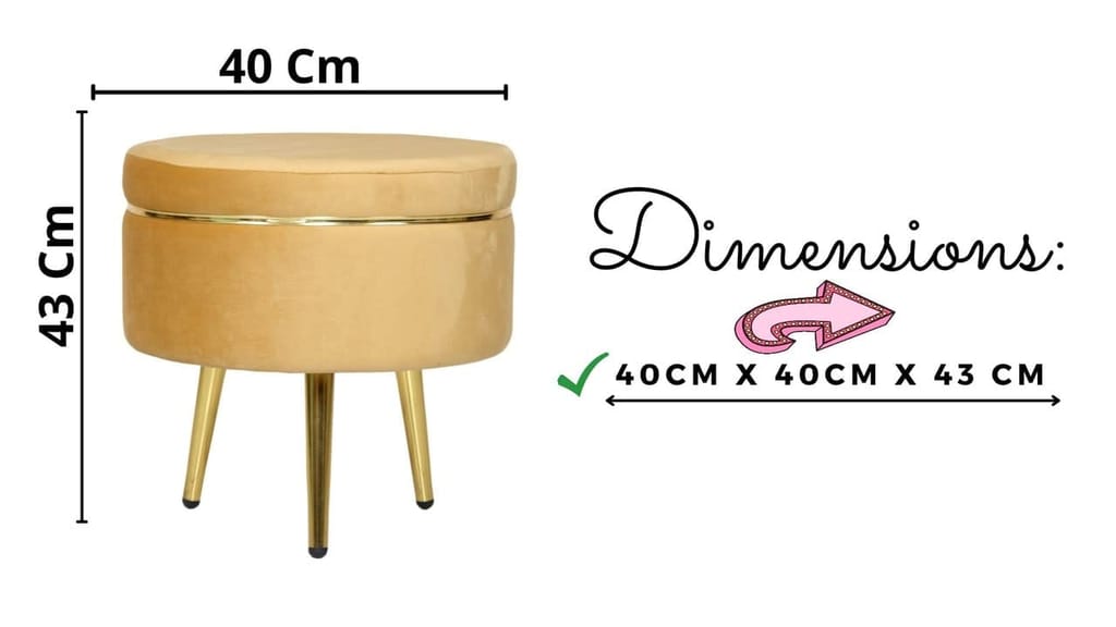 Shadowkart Ottoman Pouffes Sitting Mudda Puffies Stool for Living Room Pouf Dressing Table Puffy Footstool for Office or Home Decoration, Holland Velvet Fabric, Metal Leg, 16x16x17 Inch