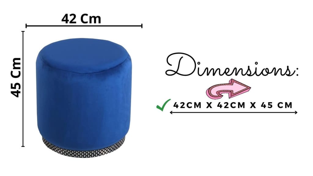 Rugsxerry Pouffes Sitting Stool for Living Room, Mudda Puffy Wooden Ottoman Stools, Pouffe Footstool, Pouf for Office Home Decoration & Dressing Table, 16x16x18 Inch, RoyalBlue