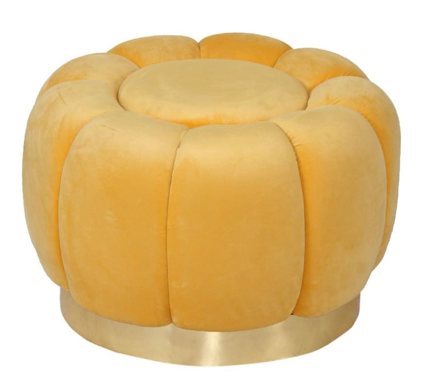 Shadowkart Pouffes Sitting Stool for Living Room, Make up Table Mudda Puffy Wooden Ottoman Stools, Pouffe Footstool, Poof for Room Decoration & Dressing Table, 19x16 Inch