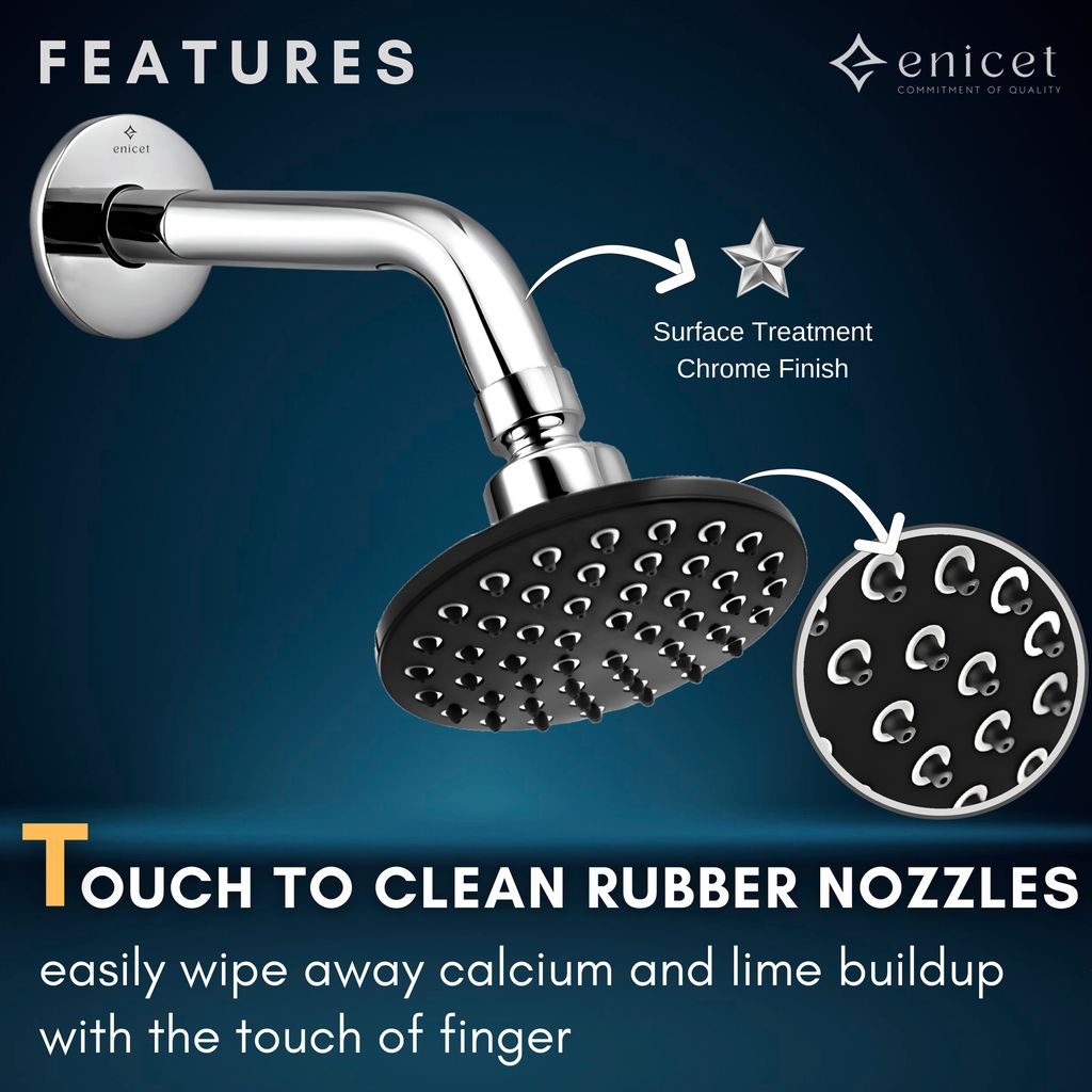 Enicet Brass Wall Mixer with Overhead Shower, Chrome plated, 2 in 1 wall mixer, hot and cold water mixer tap for bathroom