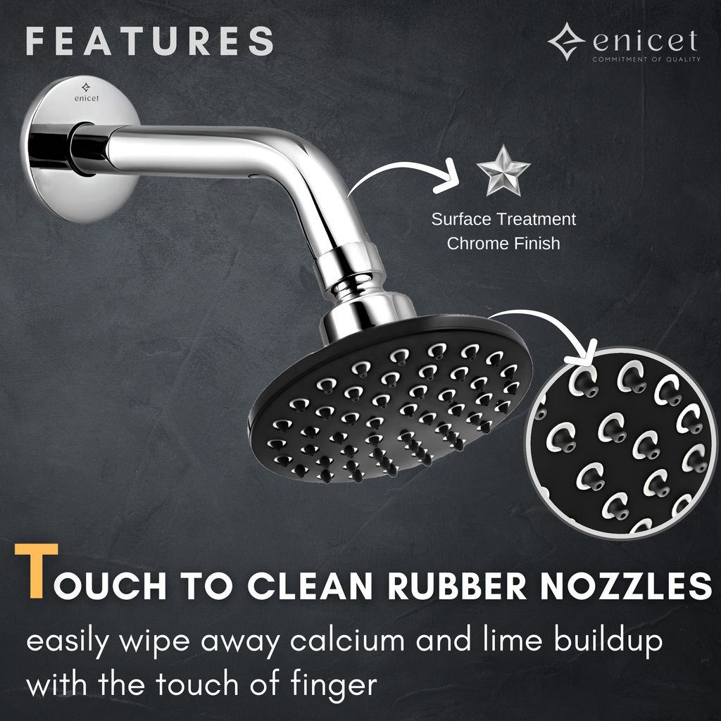 Enicet Brass Wall Mixer with Overhead Shower, Chrome plated, 2 in 1 wall mixer, hot and cold water mixer tap for bathroom