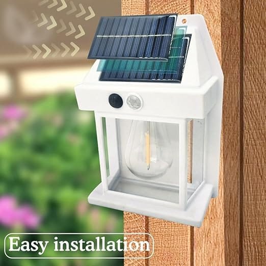 LED Exterior Wall Lights, Solar Power Warm Light Outdoor Light Wire Wall Lamp Courtyard Human Induction Lamp for Garden & Outdoor