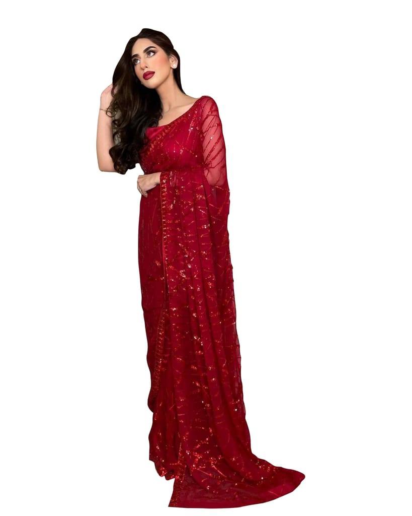 SHREE GANAPATI FASHION Premium Georgette Embroider Sequens Saree