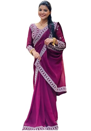 SHREE GANAPATI FASHION Premium Georgette Embroider Saree