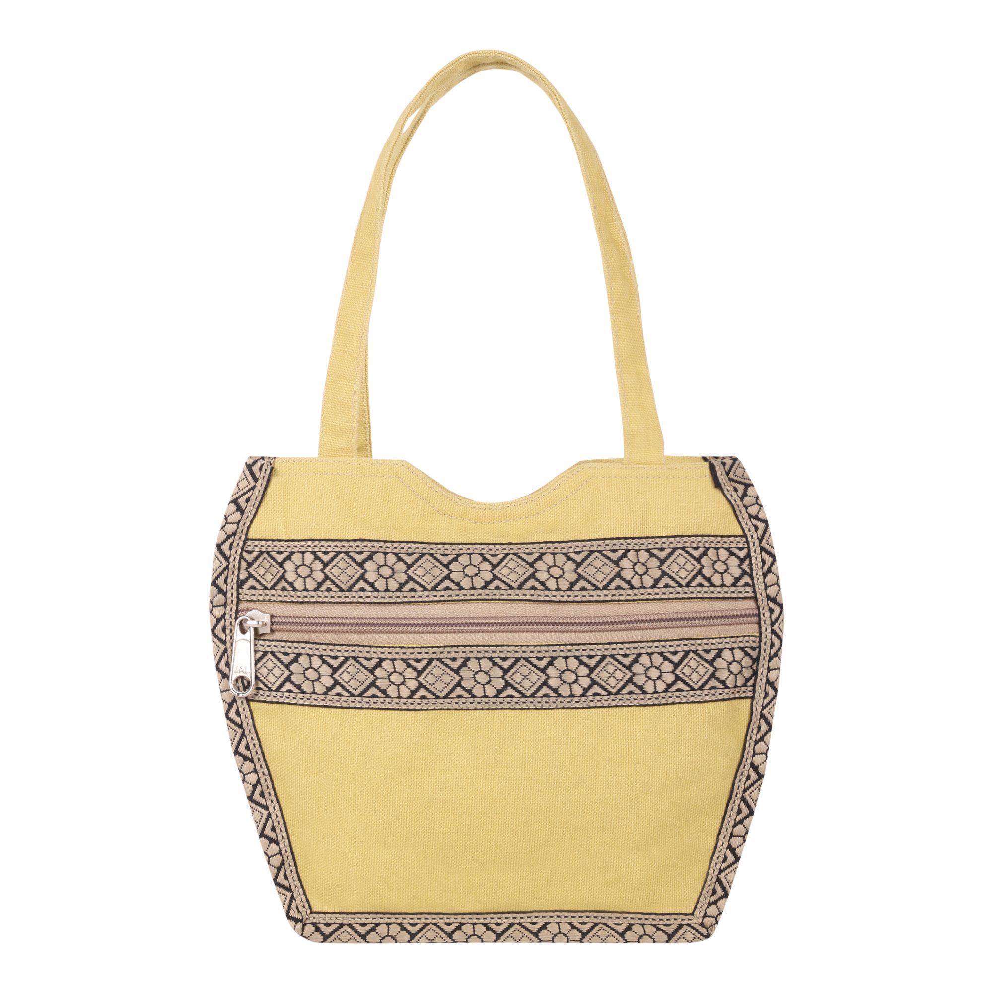 Raiganj Crafts: Jute Handbags - Reusable Print Jute Cloth for Lunch Tiffin bag|grocery| with Zip and Jute Handle for Men Women