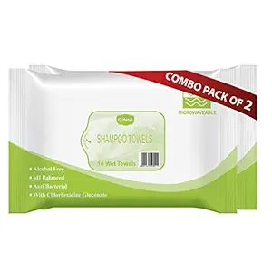 Ginni Shampoo Towel No Water and Rinsing Required Clean Hair in Minutes (10 Wet Towels Per Packs)