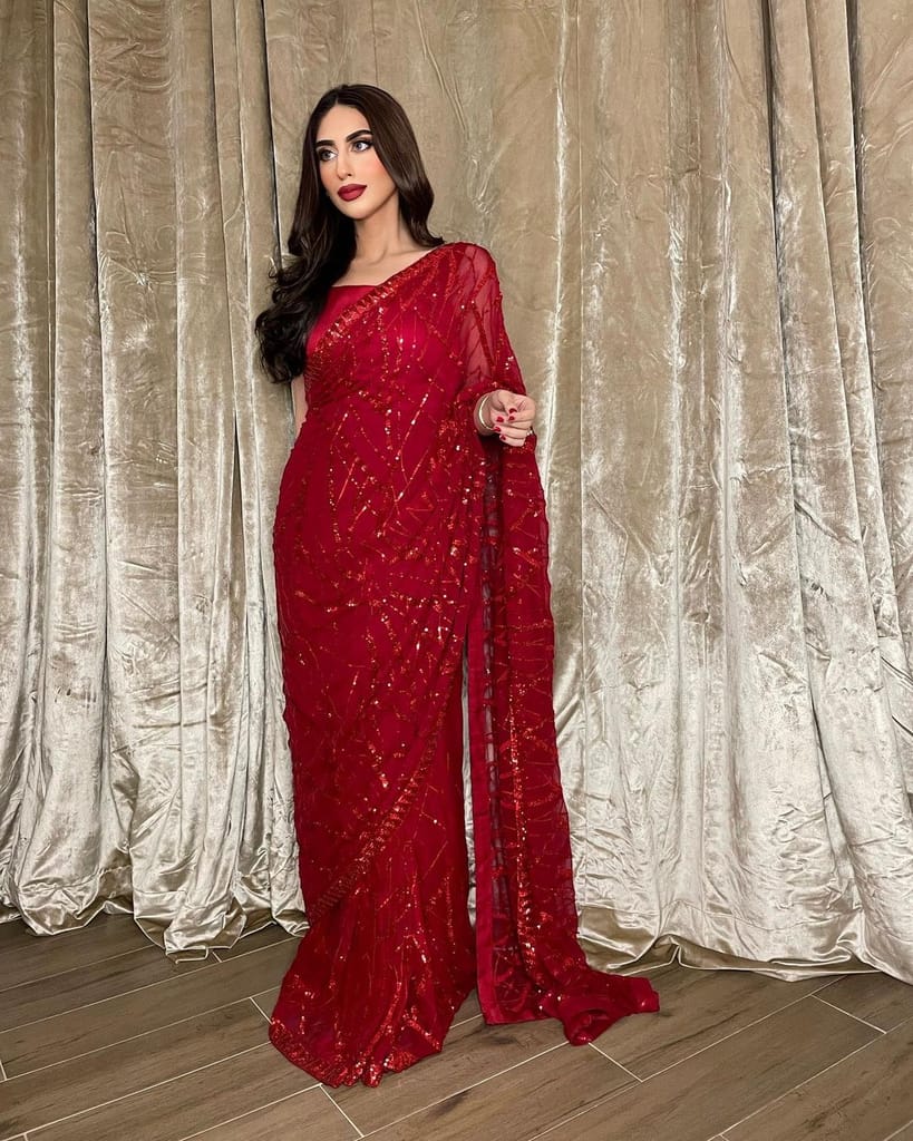 SHREE GANAPATI FASHION Premium Georgette Embroider Sequens Saree