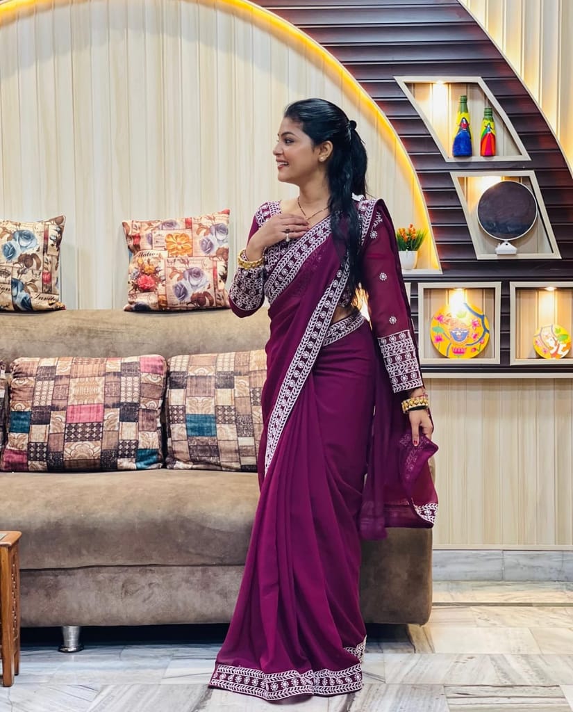 SHREE GANAPATI FASHION Premium Georgette Embroider Saree