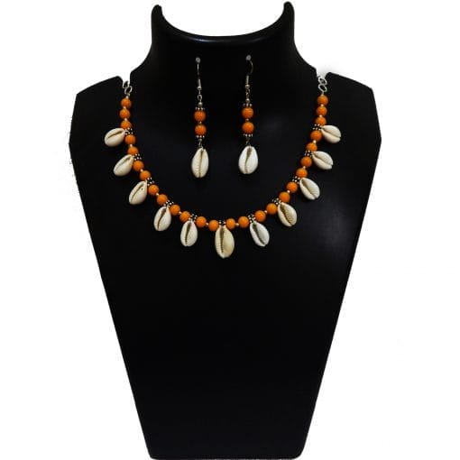 SEA SHELL & YELLOW GLASS BEADS FANCY JEWELRY