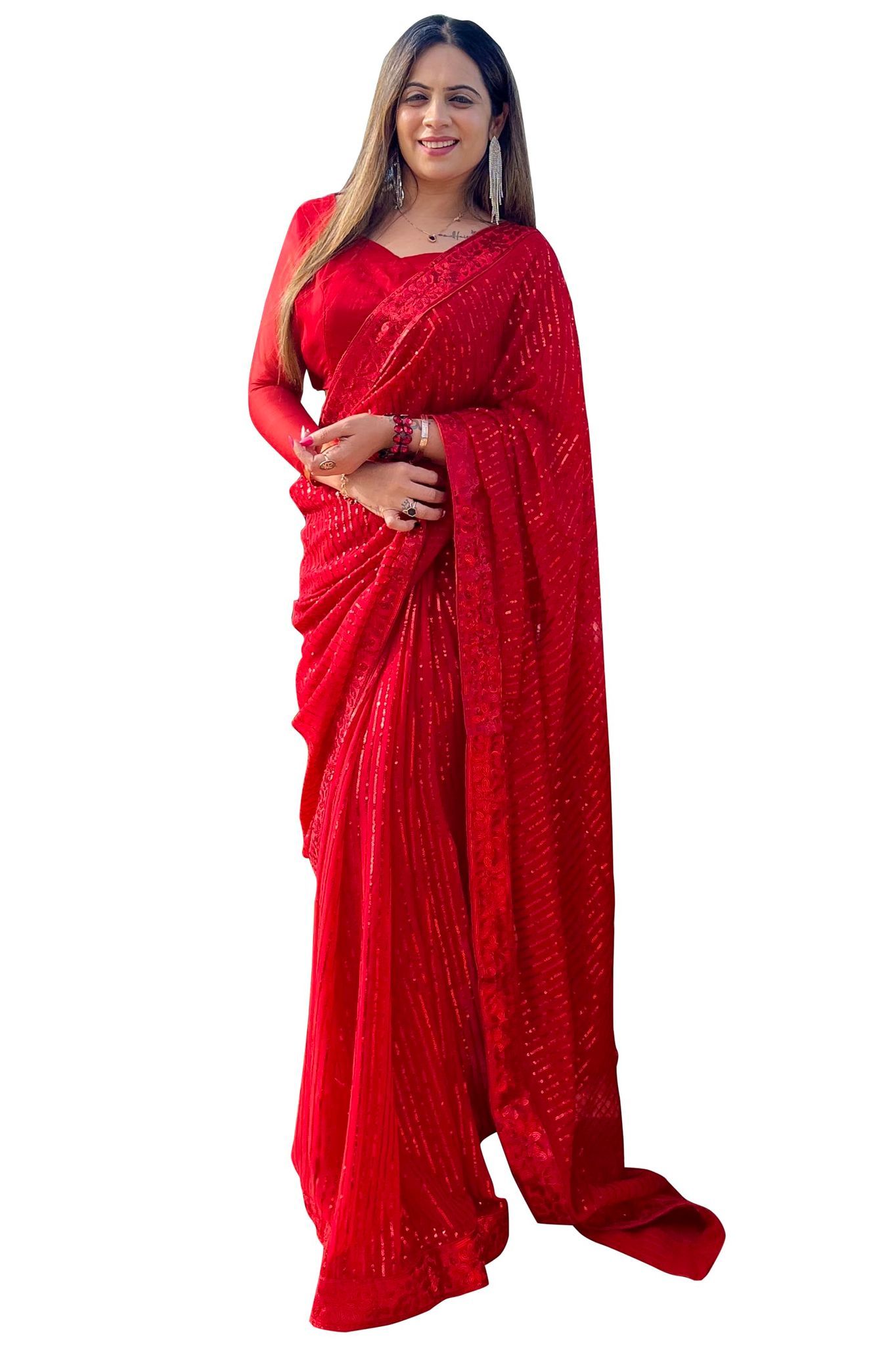 SHREE GANAPATI FASHION Georgette New Trend Premium Embroider Saree