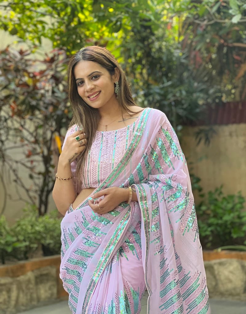 SHREE GANAPATI FASHION Georgette New Trend Premium Embroider Saree