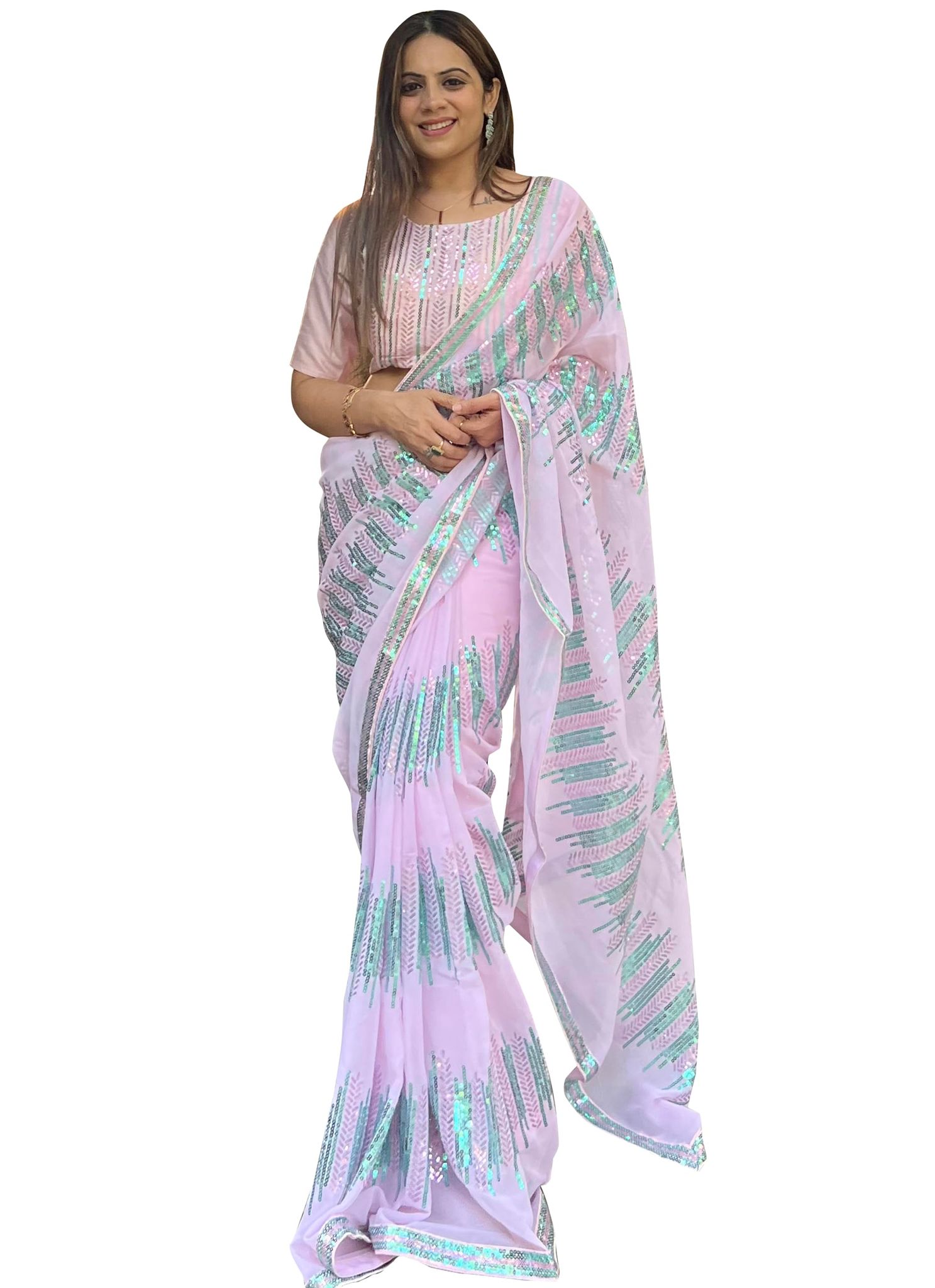 SHREE GANAPATI FASHION Georgette New Trend Premium Embroider Saree