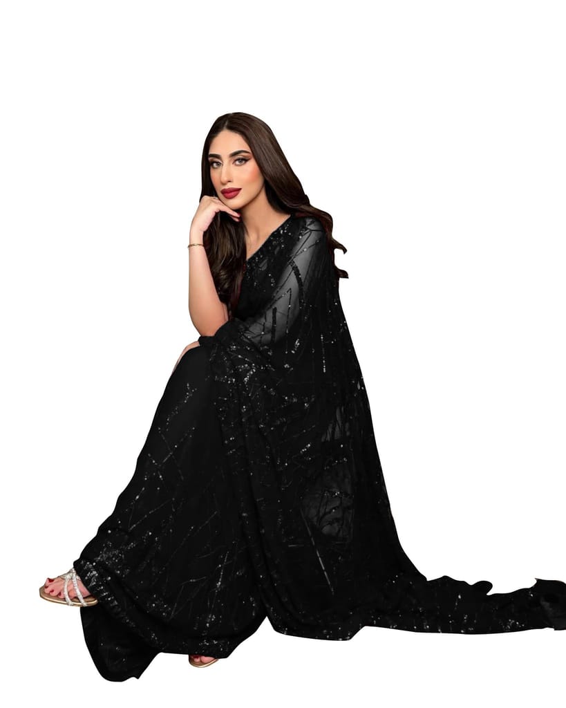 SHREE GANAPATI FASHION Premium Georgette Embroider Sequens Saree