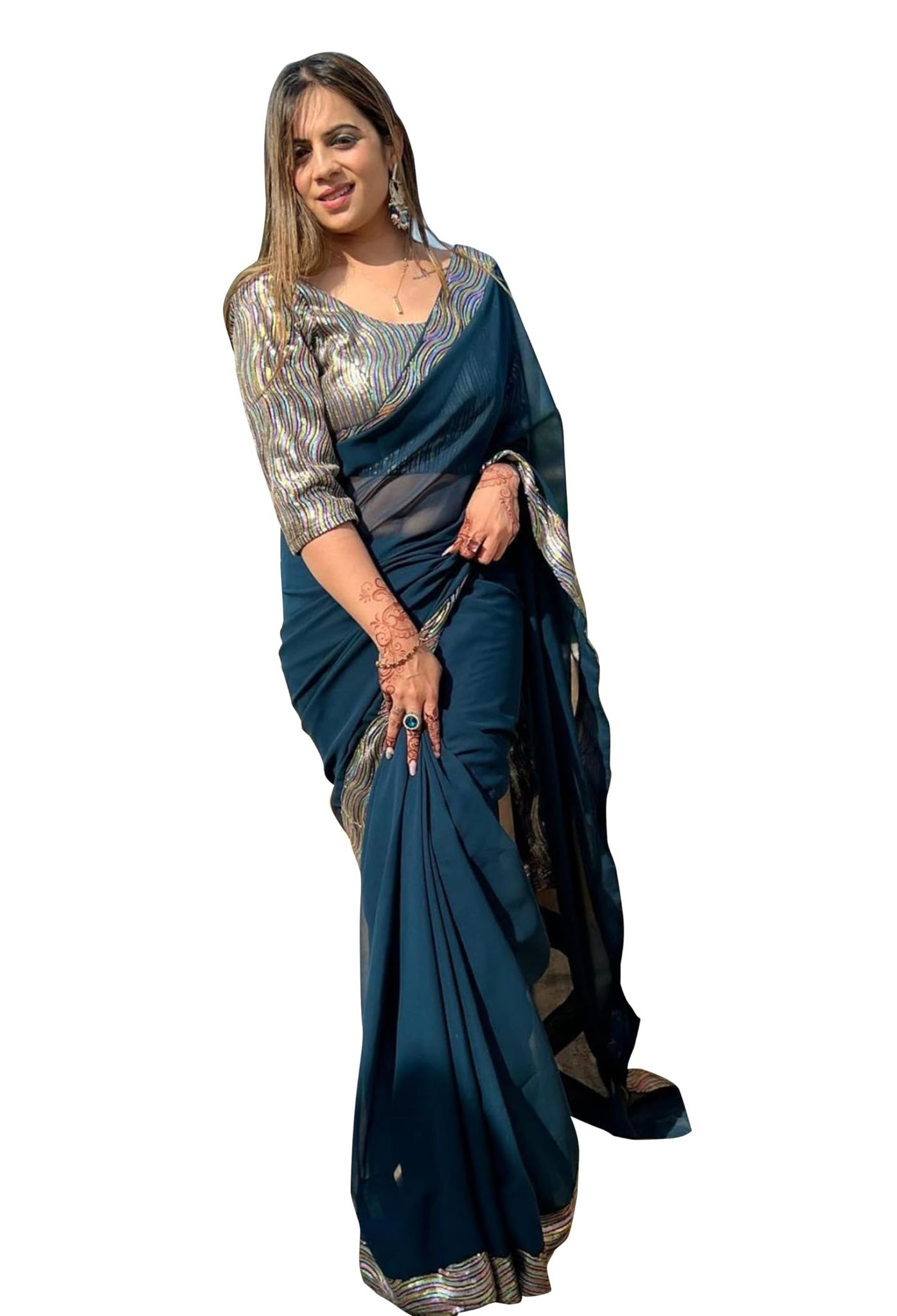 SHREE GANAPATI FASHION Premium Georgette Embroider Sequens Saree