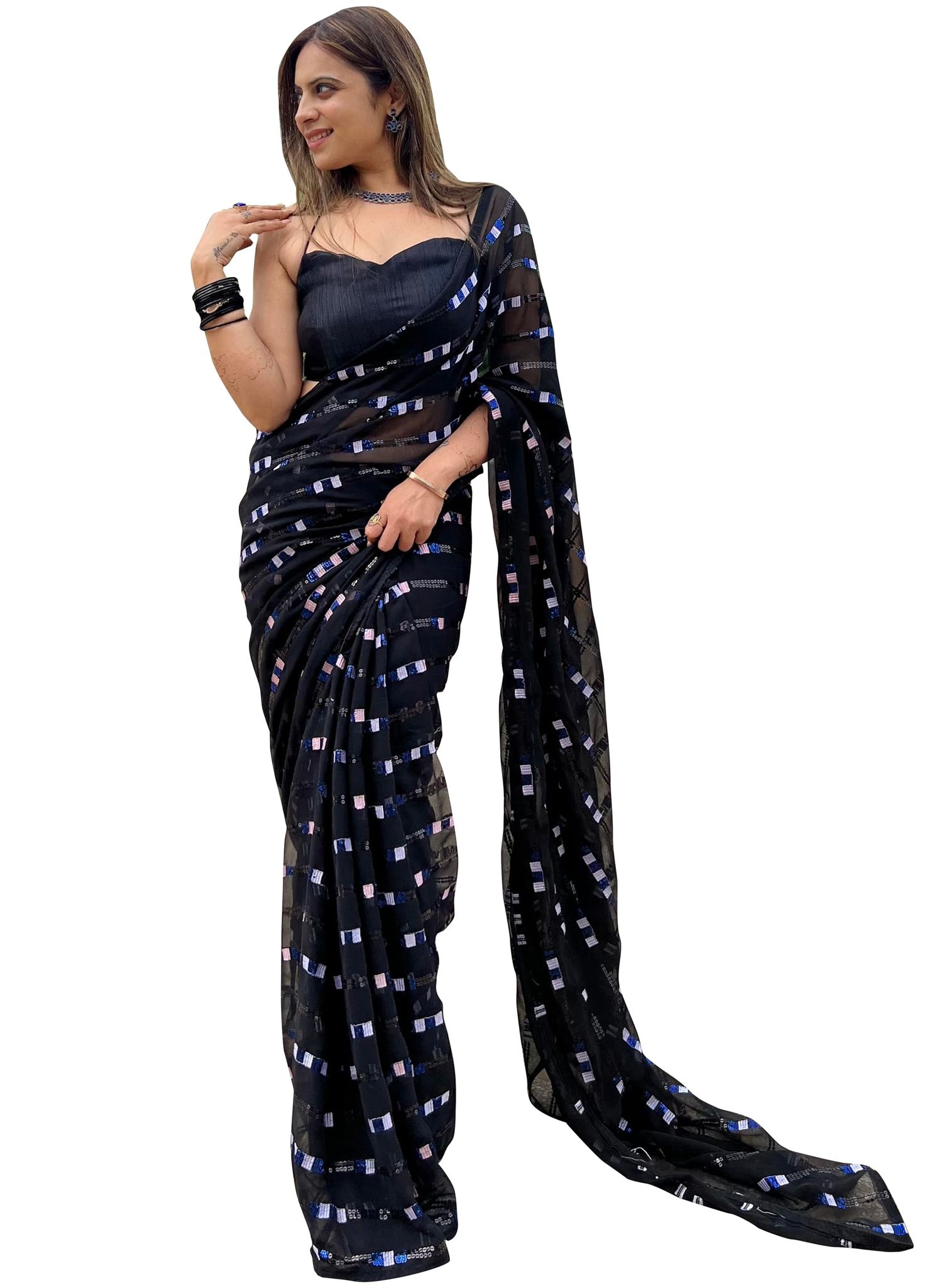 SHREE GANAPATI FASHION Georgette Embroider Saree