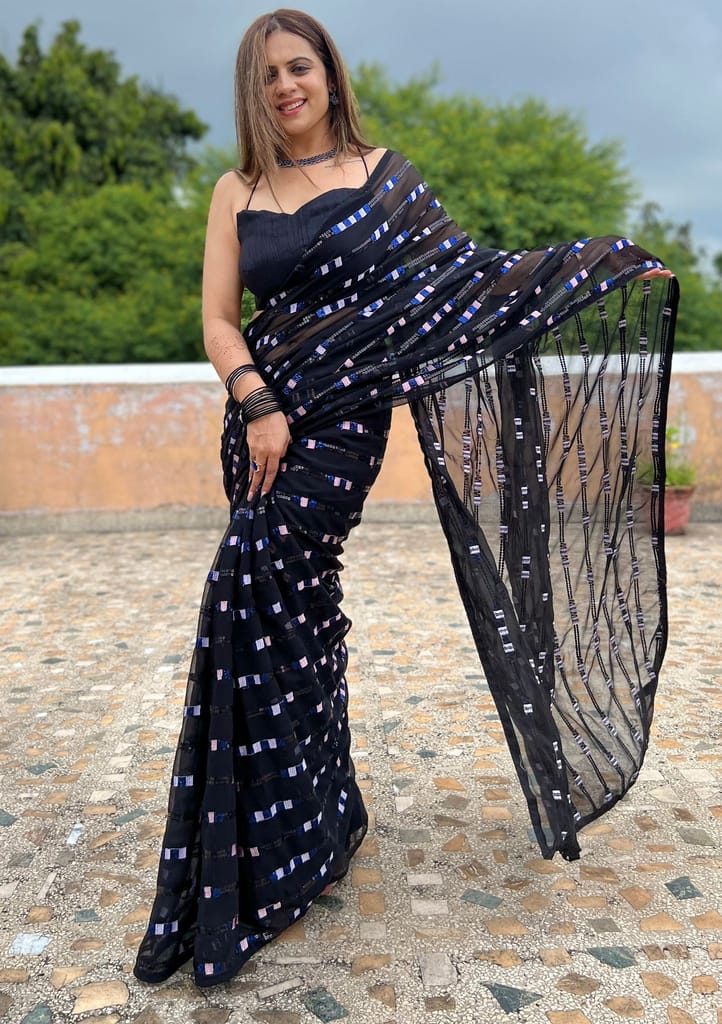 SHREE GANAPATI FASHION Georgette Embroider Saree