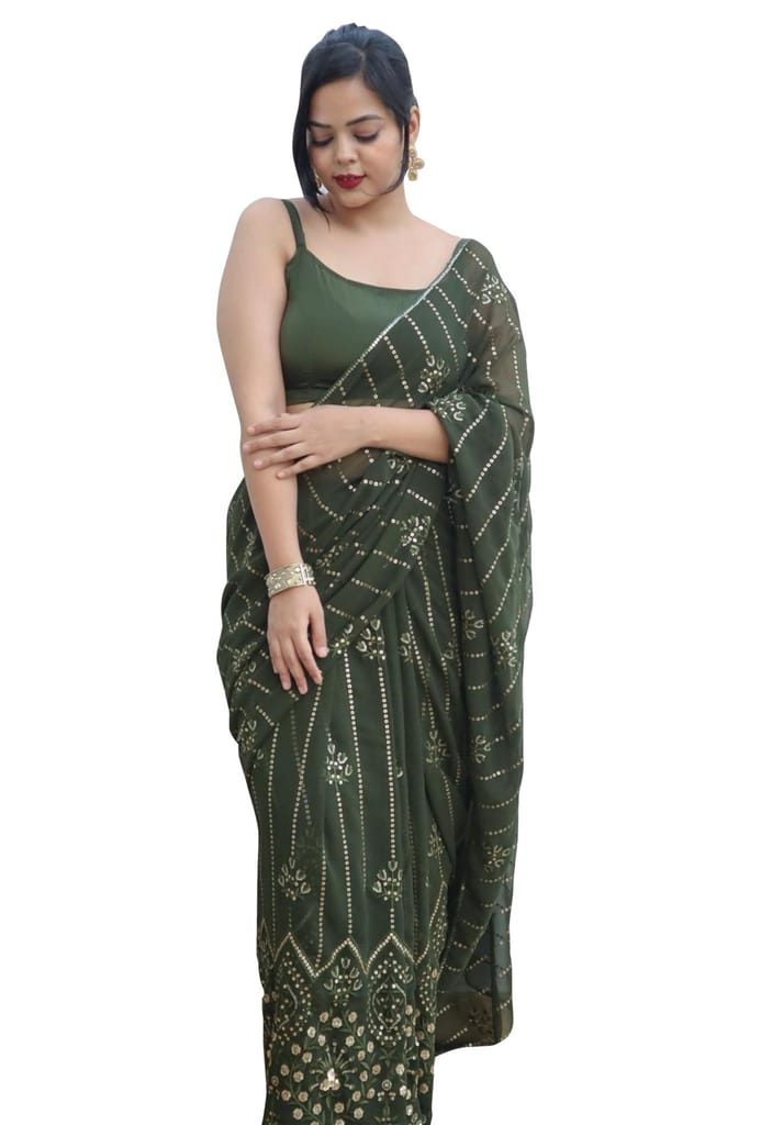 SHREE GANAPATI FASHION Georgette Embroider Saree