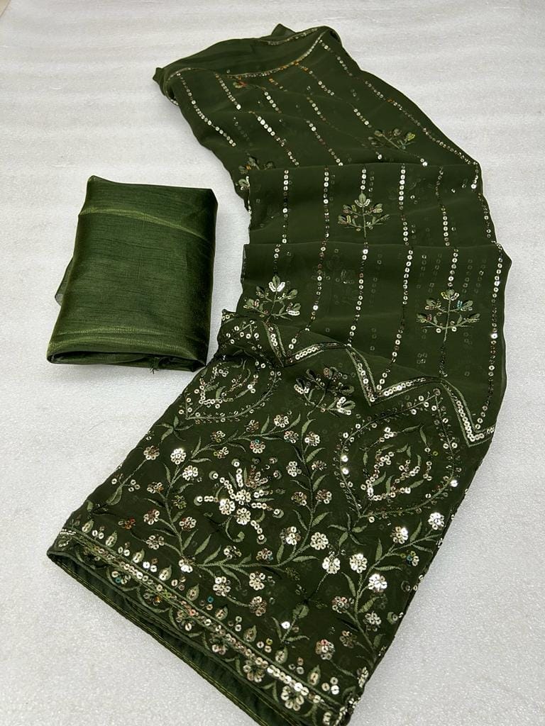 SHREE GANAPATI FASHION Georgette Embroider Saree